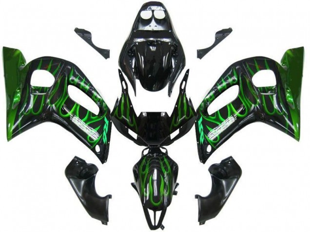 Purchase 1998-2002 Black Green Flame Yamaha YZF R6 Motorbike Fairing Kits Canada