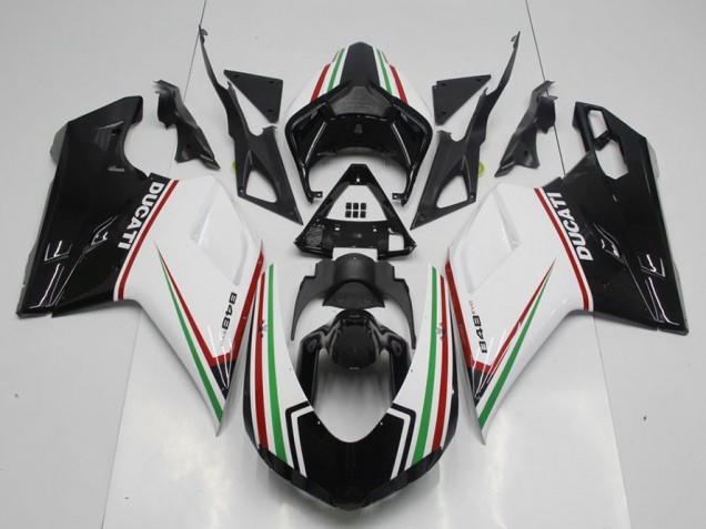 Purchase 2007-2014 Black Green and White Ducati 848 1098 1198 Motorcycle Fairing Kit Canada