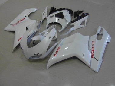 Purchase 2007-2014 Pearl White with Red Decals Ducati 848 1098 1198 Motorcyle Fairings Canada