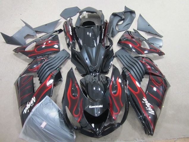 Purchase 2006-2011 Black Red Flame Ninja Kawasaki ZX14R ZZR1400 Motorcyle Fairings Canada