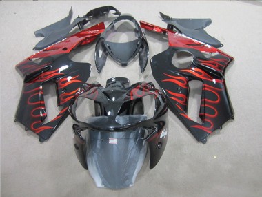 Purchase 2007-2008 Black Red Flame Kawasaki ZX6R Replacement Fairings Canada