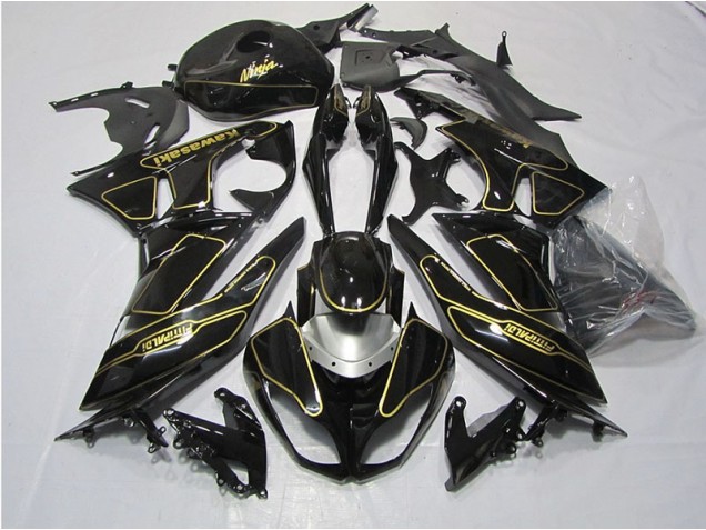 Purchase 2009-2012 Black Gold Kawasaki ZX6R Motorcycle Fairings Kit Canada