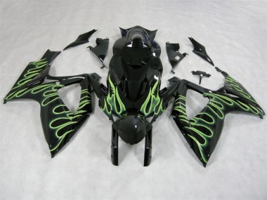 Purchase 2006-2007 Black Green Flame Suzuki GSXR600 Motorcycle Fairings Canada