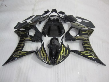 Purchase 2003-2005 Black with Yellow Flame Yamaha YZF R6 Motorcycle Bodywork Canada